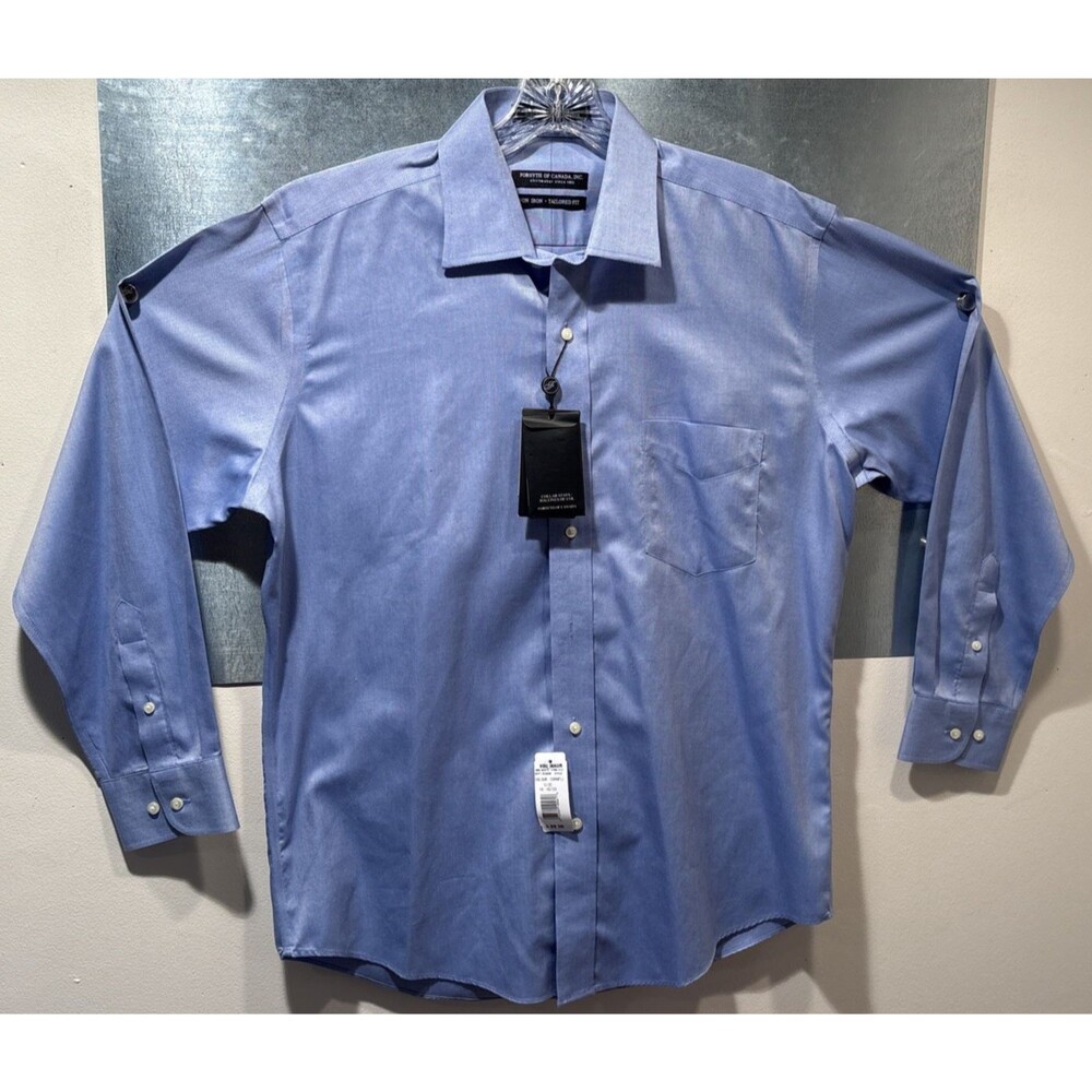 Forsyth Of Canada Tailored Fit Non Iron 16 32/33  Cornflower Blue Button Shirt